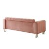 Modern Velvet Sofa 85.04 inch for Living Room Blush Pink Color