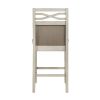 Counter Height Chairs Set of 2, Gray Finish Casual Country Style Fabric Upholstered Seat and Back Wooden Kitchen Furniture Dining Chairs
