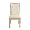 Traditional Design Silver Finish Dining Side Chairs 2pc Set Wood Frame Crystal Button-Tufted Back