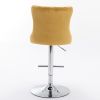 A&A Furniture,Swivel Velvet Barstools Adjusatble Seat Height from 25-33 Inch, Modern Upholstered Chrome base Bar Stools with Backs Comfortable Tufted