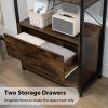 Industrial Bookcase with File Cabinet Drawers, 62.7 in Tall Bookshelf 4 Tier, Freestanding Storage Home Office Cabinet Organizer, Rustic Home Decor, V