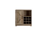 Farmhouse Coffee Bar Cabinet Bar Cabinet with Wine Rack Barn Door Buffet Sideboard Cabinet with Drawer, Adjustable Storage Shelves, Living Room, Dinin