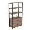 Industrial Bookcase with File Cabinet Drawers, 62.7 in Tall Bookshelf 4 Tier, Freestanding Storage Home Office Cabinet Organizer, Rustic Home Decor, V