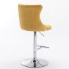 A&A Furniture,Swivel Velvet Barstools Adjusatble Seat Height from 25-33 Inch, Modern Upholstered Chrome base Bar Stools with Backs Comfortable Tufted
