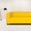 Yellow Faux Leather Sofa, Modern 3-Seater Sofas Couches for Living Room, Bedroom, Office, and Apartment with Solid Wood Frame