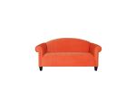 Camel Back Ornage Velvet Sofa for Living Room, Modern 3-Seater Sofas Couches for Bedroom, Office, and Apartment with Solid Wood Frame