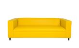 Yellow Faux Leather Sofa, Modern 3-Seater Sofas Couches for Living Room, Bedroom, Office, and Apartment with Solid Wood Frame