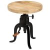 Side Table 17.7"x (17.7"-24.4") Solid Mango Wood and Cast Iron