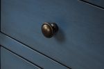 TREXM Sideboard Console Table with Bottom Shelf, Farmhouse Wood/Glass Buffet Storage Cabinet Living Room (Antique Navy)