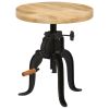 Side Table 17.7"x (17.7"-24.4") Solid Mango Wood and Cast Iron