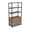 Industrial Bookcase with File Cabinet Drawers, 62.7 in Tall Bookshelf 4 Tier, Freestanding Storage Home Office Cabinet Organizer, Rustic Home Decor, V