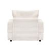Spring upholstered armchair and Ottoman set - comfortable single sofa with cup holder and corduroy fabric, perfect for living room or bedroom