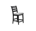 Modern 2pc Counter Height Dining Chairs Black Color Ladder Back Frame Upholstered Cushion Seat Solid wood Kitchen Dining Room