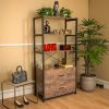 Industrial Bookcase with File Cabinet Drawers, 62.7 in Tall Bookshelf 4 Tier, Freestanding Storage Home Office Cabinet Organizer, Rustic Home Decor, V