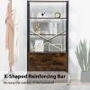 Industrial Bookcase with File Cabinet Drawers, 62.7 in Tall Bookshelf 4 Tier, Freestanding Storage Home Office Cabinet Organizer, Rustic Home Decor, V