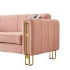 Modern Velvet Sofa 85.04 inch for Living Room Blush Pink Color