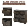 TREXM Rustic Storage Cabinet with Two Drawers and Four Classic Rattan Basket for Dining Room/Living Room (Brown Gray)