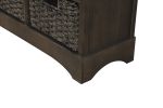 TREXM Rustic Storage Cabinet with Two Drawers and Four Classic Rattan Basket for Dining Room/Living Room (Brown Gray)