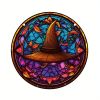1pc Halloween Crow Witch Decoration Crafts,Fall Crow Witch Stained Suncatcher Black Bird Decorative Window Hanging Ornament, Stained Suncatcher