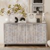 Accent Cabinet Farmhouse Style 4 Door Wooden Cabinet Sideboard Buffet Server Cabinet Storage Cabinet, for Living Room, Entryway, Hallway, Office, Kitc