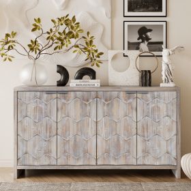 Accent Cabinet Farmhouse Style 4 Door Wooden Cabinet Sideboard Buffet Server Cabinet Storage Cabinet, for Living Room, Entryway, Hallway, Office, Kitc (Color: as Pic)