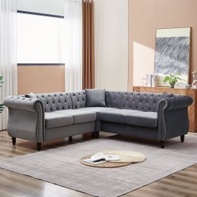83.5-Inch Oversized Corner Sofa, L-Shaped Sectional Couch, 5-Seater Corner Sofas with 3 Pillows for Living Room, Bedroom, Apartment, Office (Color: as Pic)