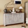 Accent Cabinet Farmhouse Style 4 Door Wooden Cabinet Sideboard Buffet Server Cabinet Storage Cabinet, for Living Room, Entryway, Hallway, Office, Kitc