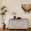 Accent Cabinet Farmhouse Style 4 Door Wooden Cabinet Sideboard Buffet Server Cabinet Storage Cabinet, for Living Room, Entryway, Hallway, Office, Kitc