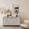 Accent Cabinet Farmhouse Style 4 Door Wooden Cabinet Sideboard Buffet Server Cabinet Storage Cabinet, for Living Room, Entryway, Hallway, Office, Kitc